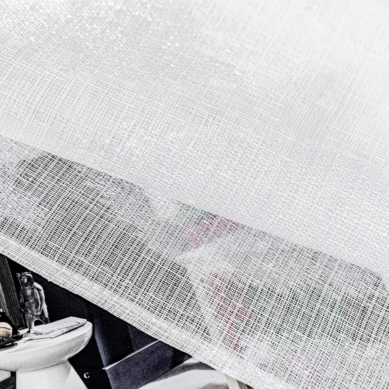 Semi-Sheer Kitchen Curtains Valance and Tiers Set Jacquard Rod Pocket Farmhouse Window Curtains White 24 inch Length 3 Piece Set