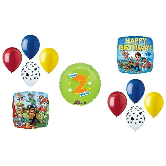 PAW PATROL Chase Dog 2nd #2 11 Piece Birthday Party Mylar Latex Balloons Bouquet Set E