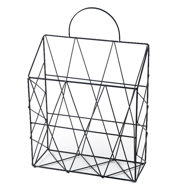 Yuarrent Contenedor organizador de cesta de almacenamiento de letras de periódico de revista de alambre de estante montado en la pared Almacenamiento y organización del hogar negro Yuarrent HA1509-02