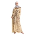 thumbnail image 2 of Hunpta Womens Muslim Hollow Out Sequin Cardigan Loose Long Cardigan Abaya Islamic Arab Kaftan Cardigan, 2 of 9