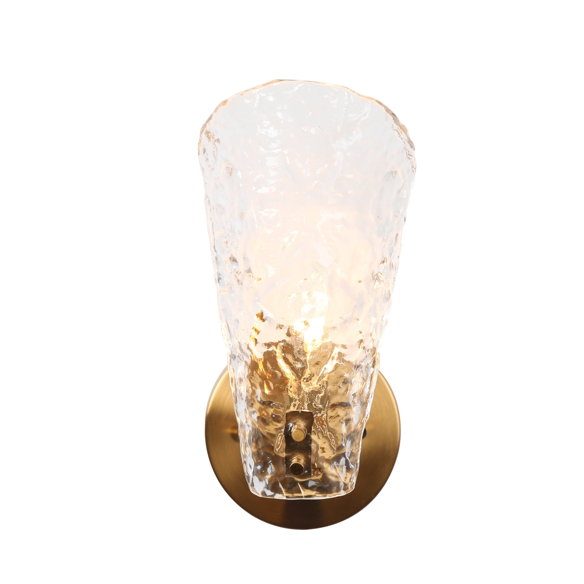 LNC Azfenro 4.7-in W 1 -Light Polished Gold and Ice-like Textured Glass Coastal Wall Sconce