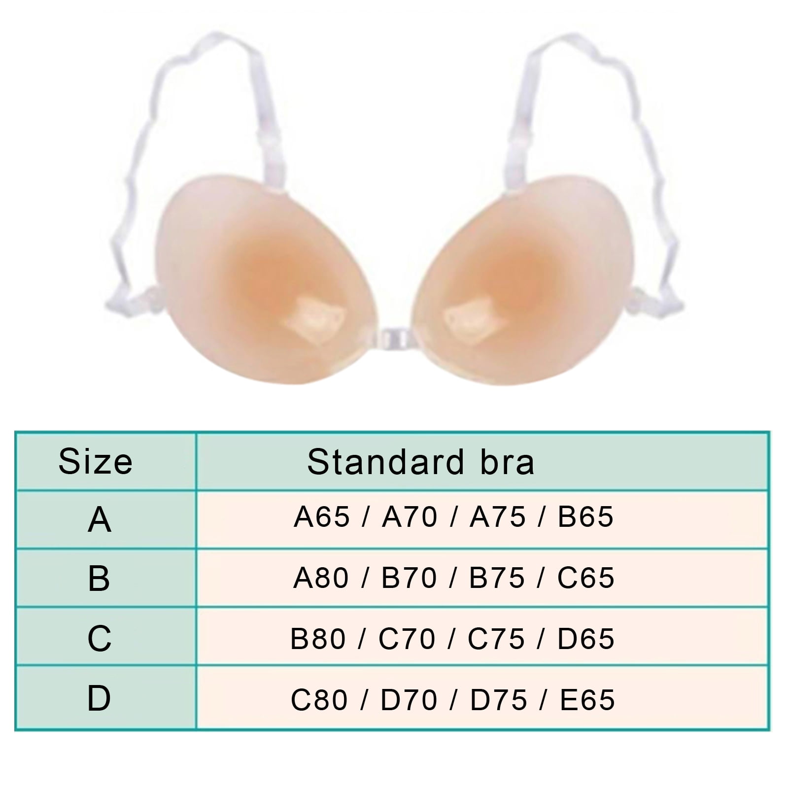 HEVIRGO Invisible Strap Breast Enhancer Self Adhesive Silicone Push Bra  Size A B C D Up,Size 2 (A80/B70/B75/C65 )