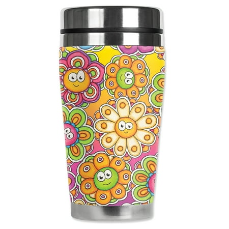 

Mugzie brand 20-Ounce MAX Stainless Steel Travel Mug with Insulated Wetsuit Cover - Groovy Daisies