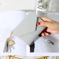 thumbnail image 2 of Tassel Coin Purse Small Portable Bag Solid Color Wallet PU Card Pack Pocket for Women, 2 of 6