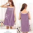 thumbnail image 6 of Fleece Wearable Bath Towel for Women - Soft Absorbent Bath Wrap with Snap Closure - Hands-Free Towel Skirt for Drying, Home Sleepwear, Beach Cover Up - 130x90cm Large Wrap with Side Pocket, 6 of 6