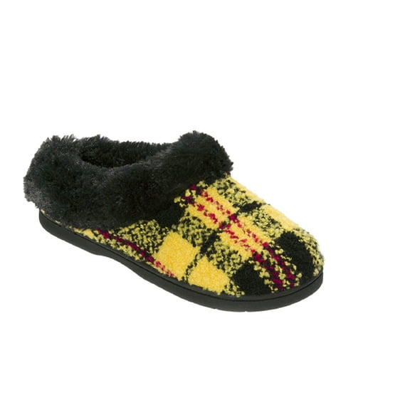 Dearfoams Women's Plaid Clog Lounge Slipper Multi-Color (Small - Shoe Size 5-6)