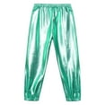 thumbnail image 4 of Manyakai Kids Girls Boys Metallic Harem Dance Pants Stretchy Athletic Jogger Jazz Hip Hop Street Blue Green 12, 4 of 7