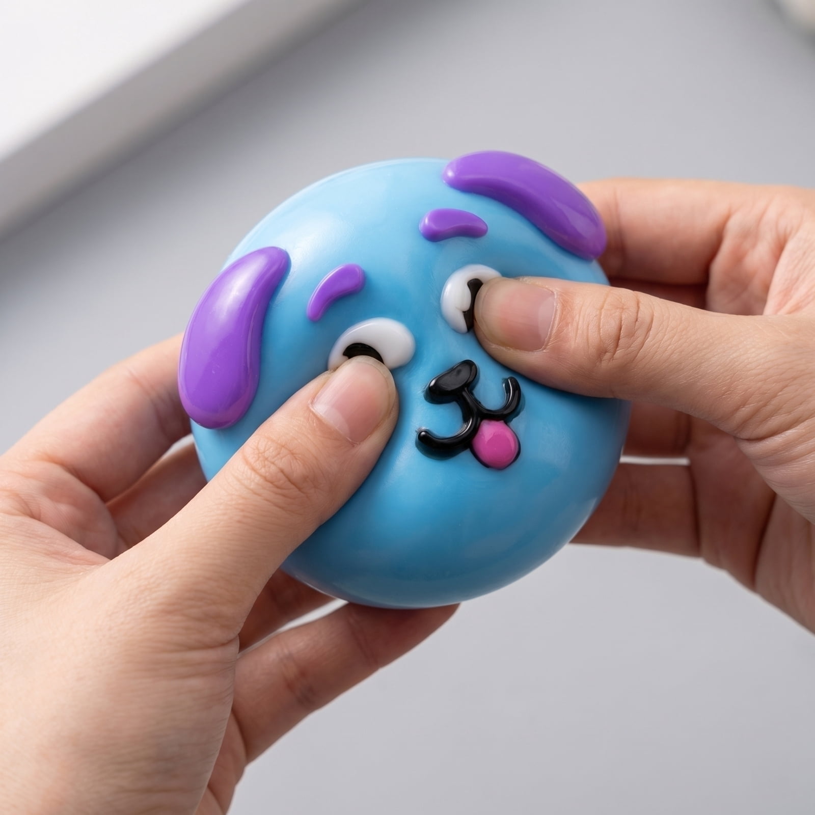 NEW Smushers Squishy, Moldable Face Swap Sensory Fidget Balls, 5 Assorted Cute Expressions, Soft Slow Rise Squeeze Toys for Desk Decor & Stress Relief,Blue