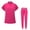 Hot Pink, variant on Scrub Suit Set for Women Modern Mock-neck Top & Tapered Leg Jogger Pants with Drawstring Medical Nursing Uniforms Set