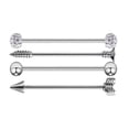 thumbnail image 3 of Con Barra Industrial De Acero Inoxidable De 4 Piezas - Plata Sunnimix Aretes de acero inoxidable, 3 of 7