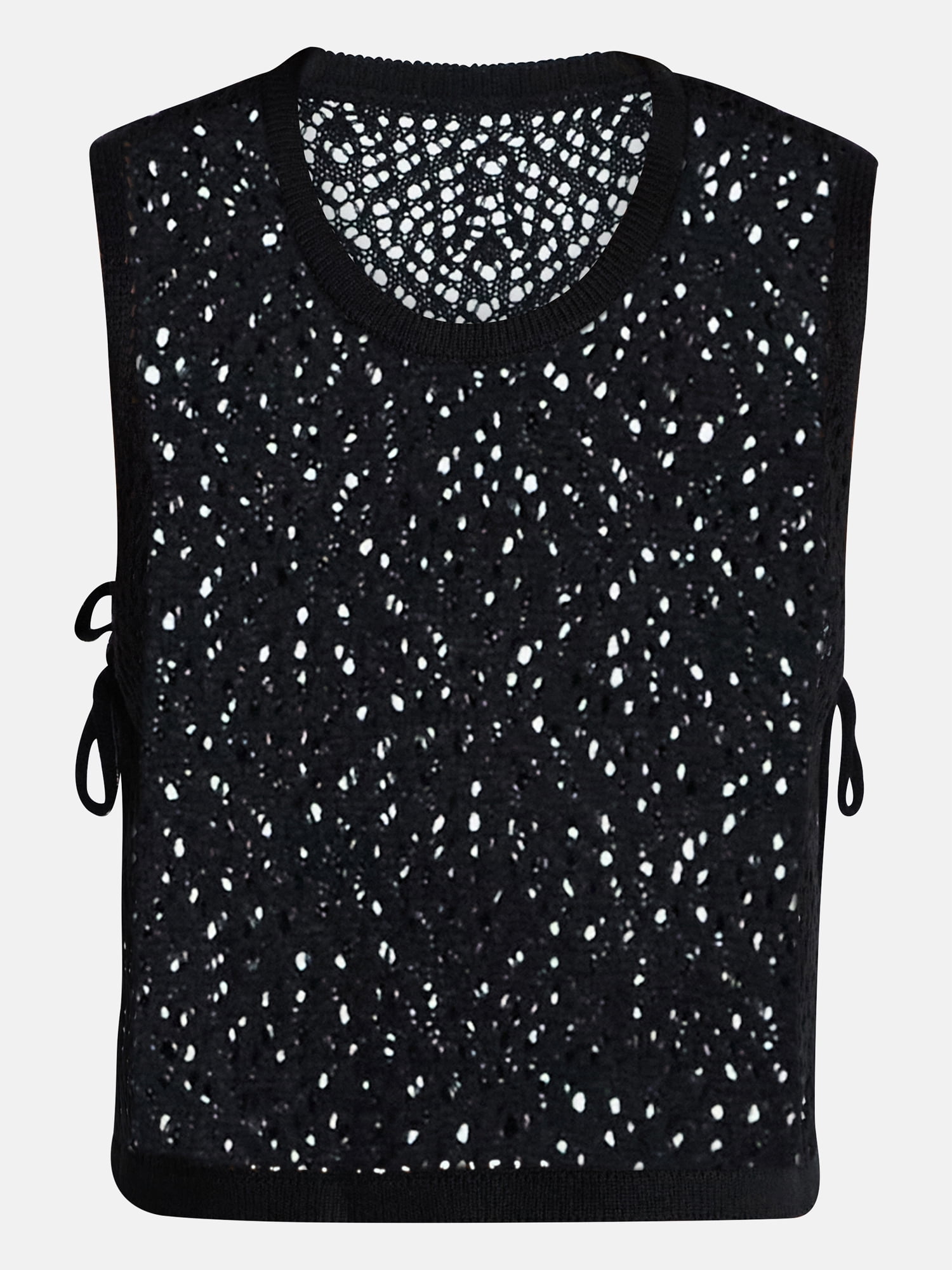 No Boundaries Cropped Crochet Knit Poncho with Side Ties, Women's
