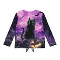 thumbnail image 5 of Xoenoiee Cat Pumpkin Spider Web Print Tie Knot Front Shirt for Girls Halloween Long Sleeve Crop Tops Loose Round Neck Blouse Fall Outfits for Kids Teens, 5-6 Year, 5 of 7