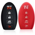 thumbnail image 1 of 2pcs Dobrev Black 4 Buttons Silicone Case Protector Key Fob Smart Car Remote Holder for Nissan GTR R35 (Black and Red), 1 of 3