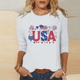 thumbnail image 2 of Levmjia Women T-Shirt Patriotic Butterfly American Flag Print 3/4 Sleeve Crewneck Casual Loose Fit Summer Top for Independence Day, 2 of 5