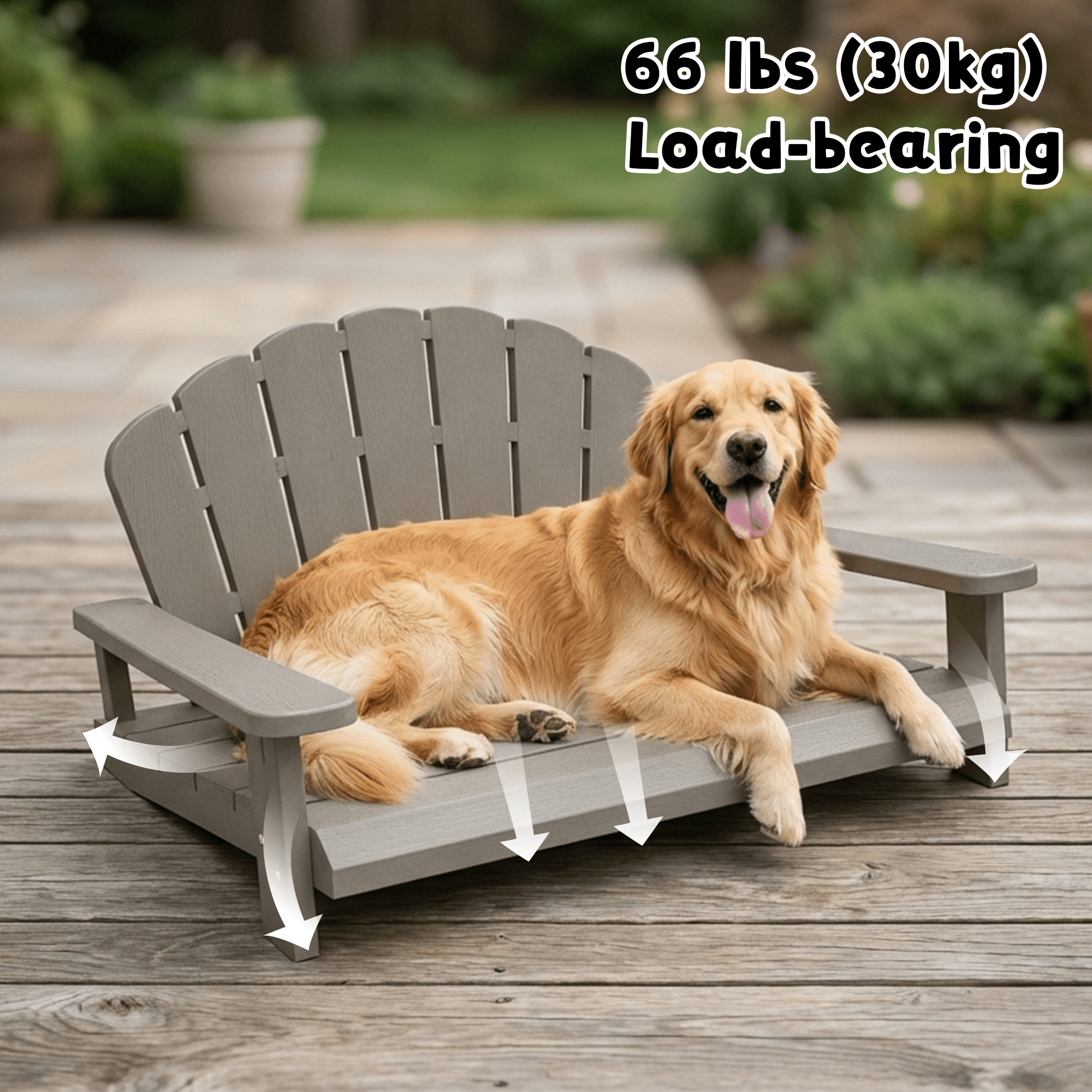 Nihsuao Resin Dog Bed, Waterproof Pet Bed for Medium to Large Dogs, Off-The-Ground & Chew Proof, Easy Assemble & Clean for Indoor Outdoor, Gray