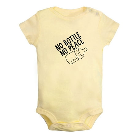 

No Bottle No Peace Funny Rompers For Babies Newborn Baby Unisex Bodysuits Infant Jumpsuits Toddler 0-24 Months Kids One-Piece Oufits (Yellow 18-24 Months)