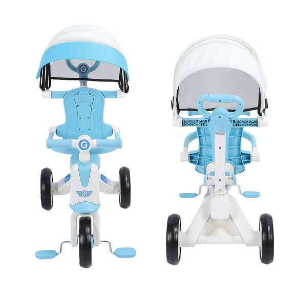 Kids Push Trike, Baby Tricycle with Adjustable Parents Handle Folding Canopy, Ideal for 18 Month to 5 Years Boys Girls
