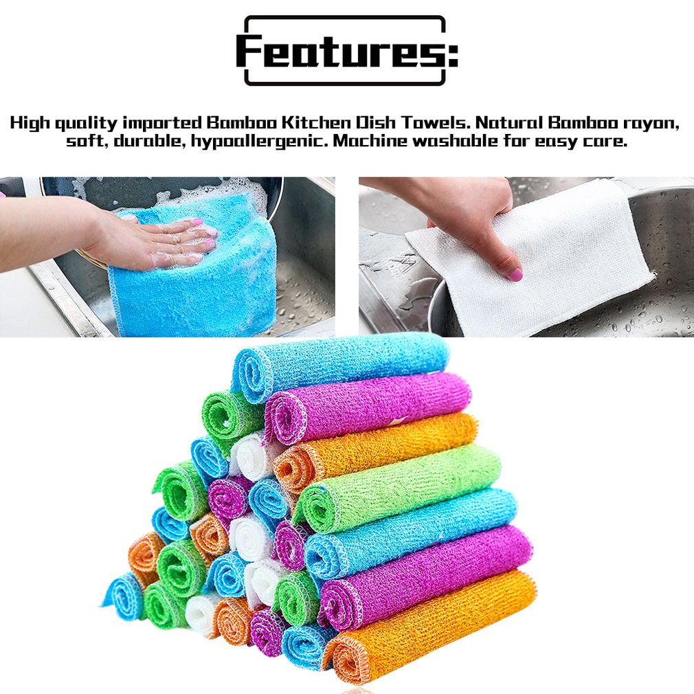 Bamboo Dish Cloths Cleaning Cloth and Dishcloths Sets Super Absorbent