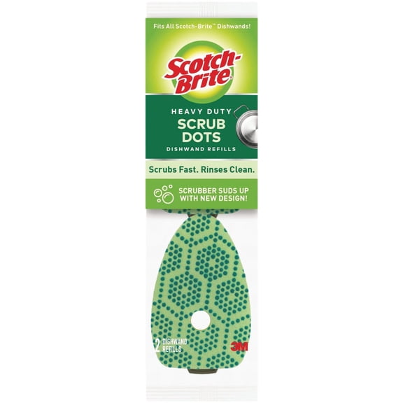 Scotch-Brite Scrub Dots, Heavy Duty Dishwand Refills, Fits All Scotch-Brite Dishwands, Keep Your Hands Out of Dirty Water, 2 Refills