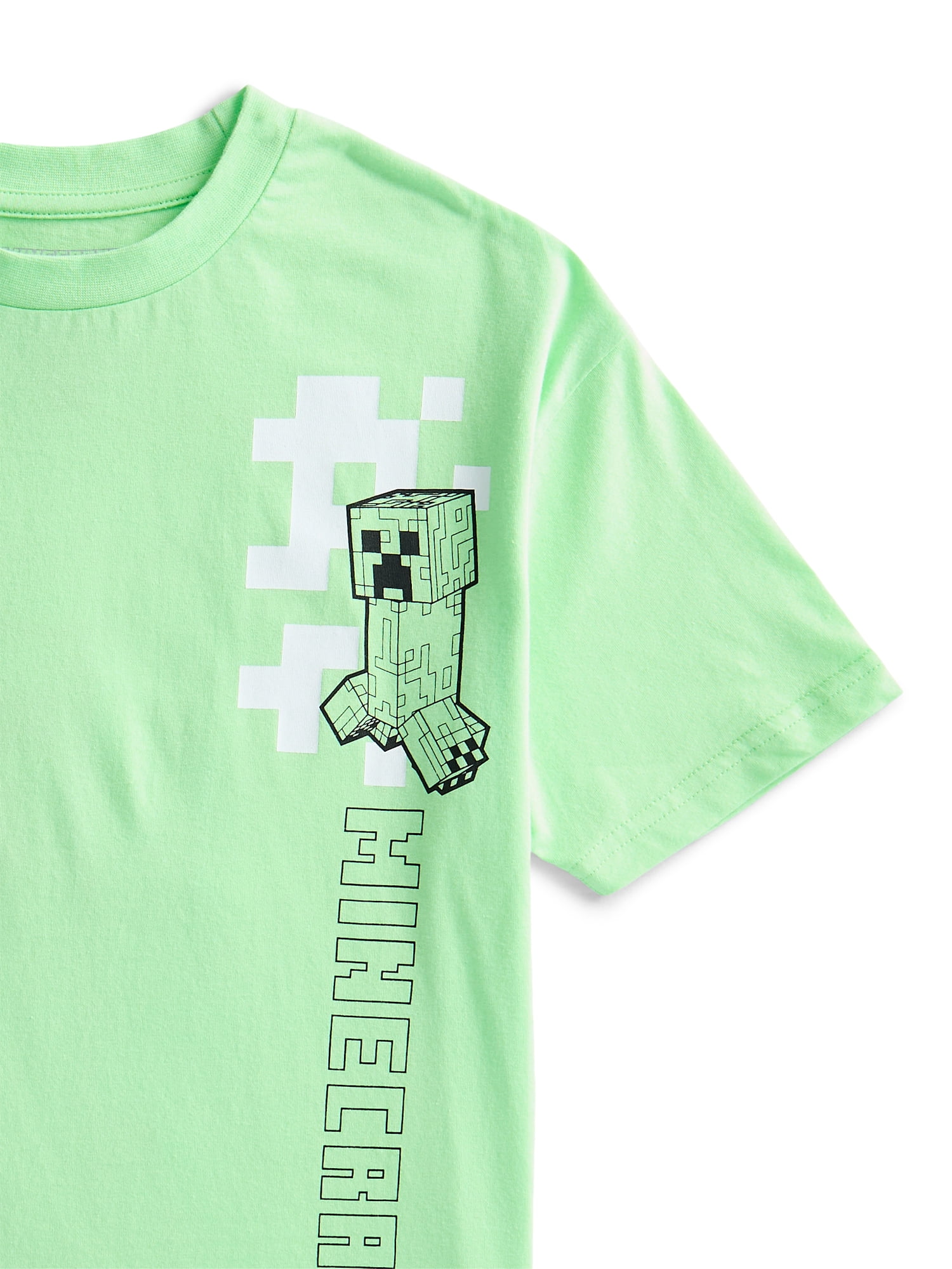 Minecraft Boys Cotton Neon Graphic Tee with Short Sleeves, Sizes XS-2XL