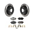 thumbnail image 1 of Transit Auto Rear Coated Drilled Slotted Disc Brake Rotors and Semi-Metallic Pads Kit for Car 2014 Mini Cooper with 5 Lug Wheels KDF-100924, 1 of 2