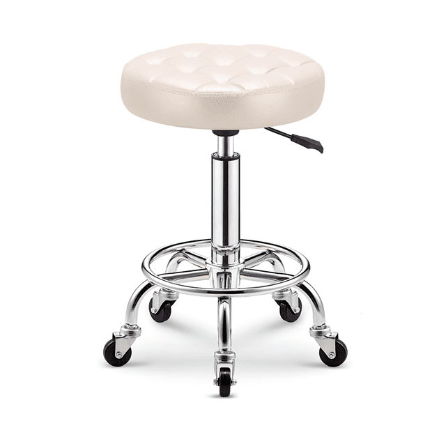 Silla de bar taburete celosía redondo ajustable con ruedas ilios innova Beige