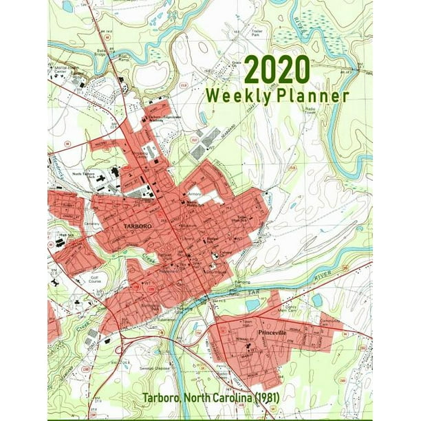 2020 Weekly Planner Tarboro, North Carolina (1981) Vintage Topo Map