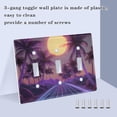 thumbnail image 3 of Yayeee Toggle Light Switch Wall Plate 2-Gang 4.56"x4.48" Decorative Outlet Cover, Night Purple Road, 3 of 7