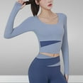 thumbnail image 6 of Wlynlyn Workout Crop Tops for Women Long Sleeve Athletic Shirts Cut out Front Gym Running Yoga Tights Top, 6 of 7