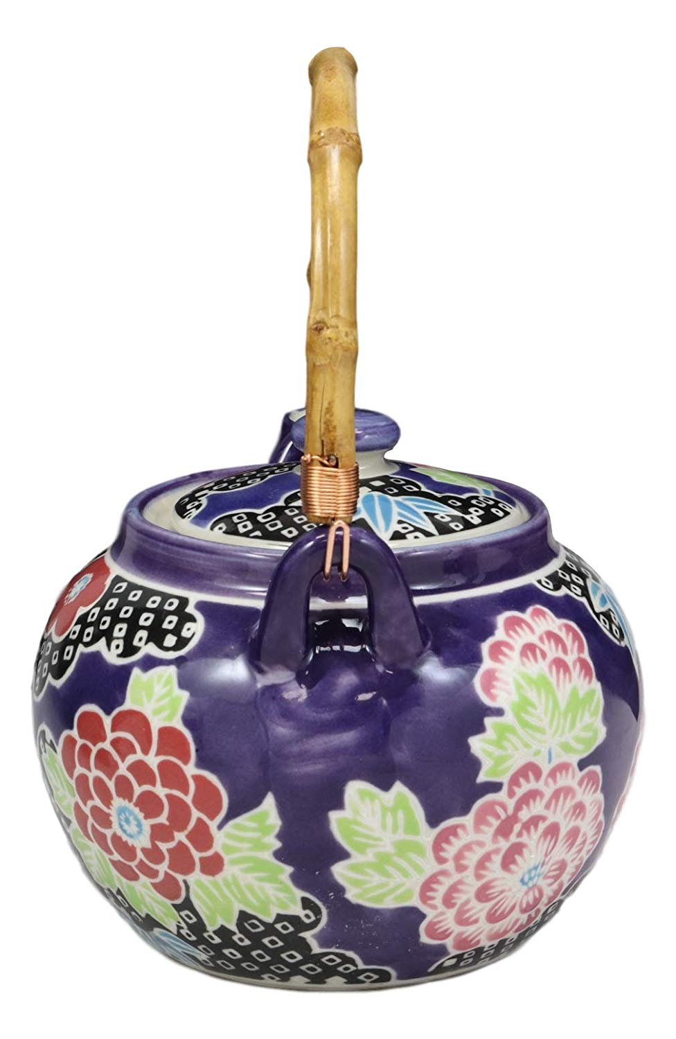 Space Purple Victorian Colorful Large Floral Blooms 25oz Tea Pot With 4 Cups Set - image 5 of 7