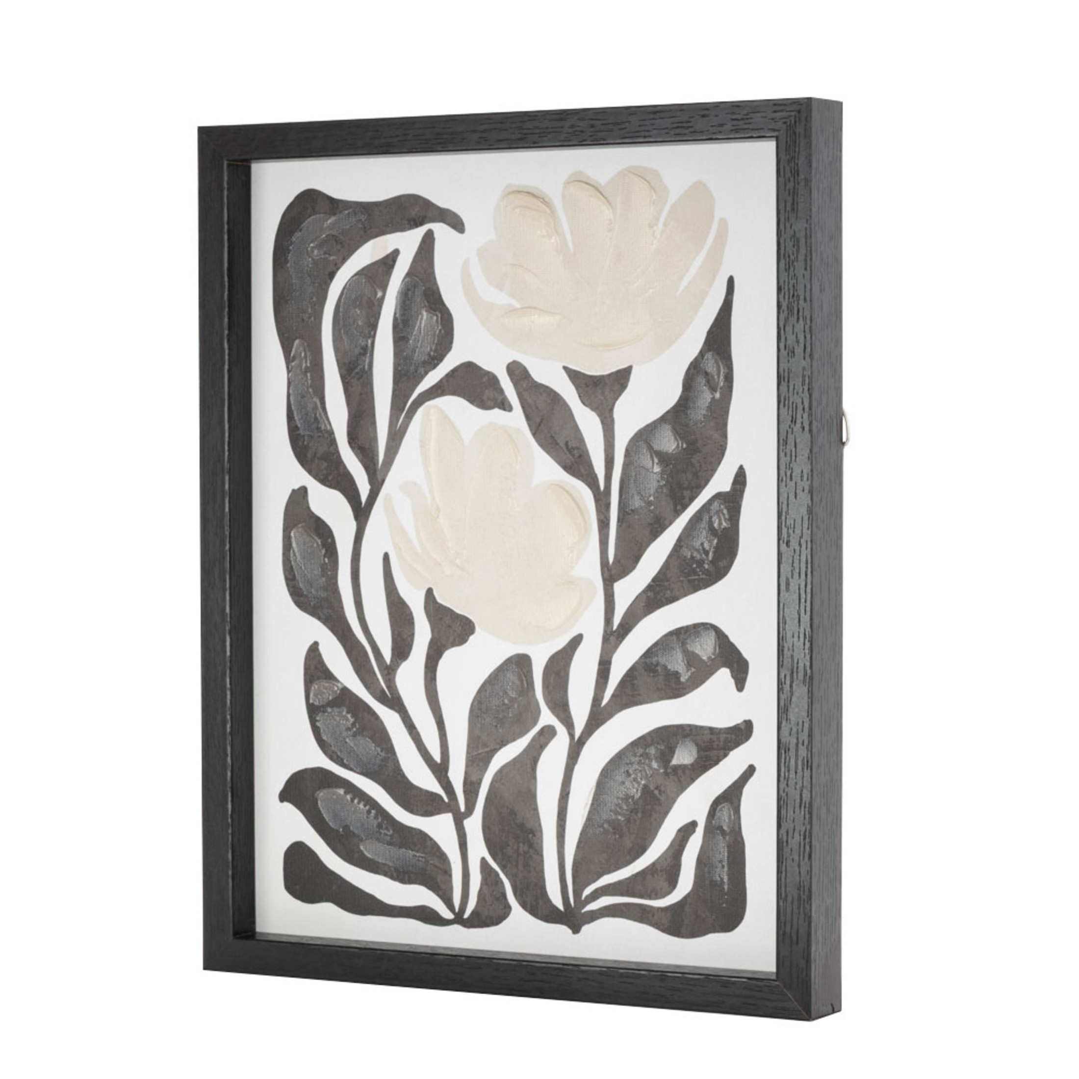 14" x 11" Floral Framed Wall Art with Black Stems and Leaves, by DecMode
