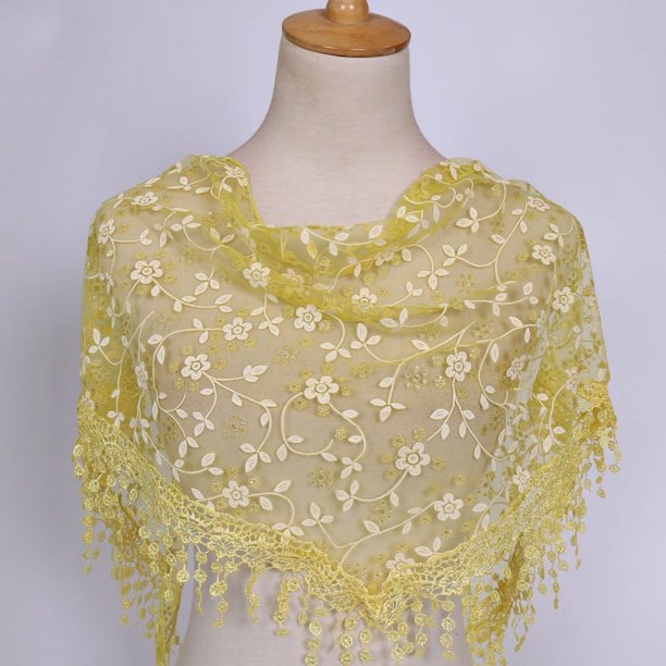 Toalla triangular clásica de color sólido hueca transpirable con encaje de primavera y otoño para mujer