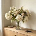 thumbnail image 6 of White Artificial Rose Bouquet Faux Mixed Flowers Centerpiece 11.81x3.15in for Bedroom Table Wedding Home Decor, 6 of 7