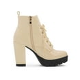 thumbnail image 5 of BLISSFUL STEP Women's Round Toe Block High Heel Lace up Platform Boots, 5 of 7