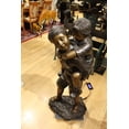 thumbnail image 5 of Nifao Boy Giving Girl Piggyback Ride Bronze Statue – Home Decor Sculpture, 23"L x 16"W x 46"H, 5 of 13