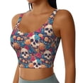 thumbnail image 2 of KLL colorful Skull rose for Workout Tank Tops for Women,U Back Fitness Top Built in Shelf Bras Padded Fit for Yoga Gym-Medium, 2 of 8