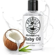 Natural Baby Oil for Infants, Liquid Coconut Oil Moisturizer - No Mineral Oil, Baby Massage Oil with MCT | Sensitive Skin, Eczema & Dry Skin Relief | Fragrance Free - Coconut Essentials (6 oz)