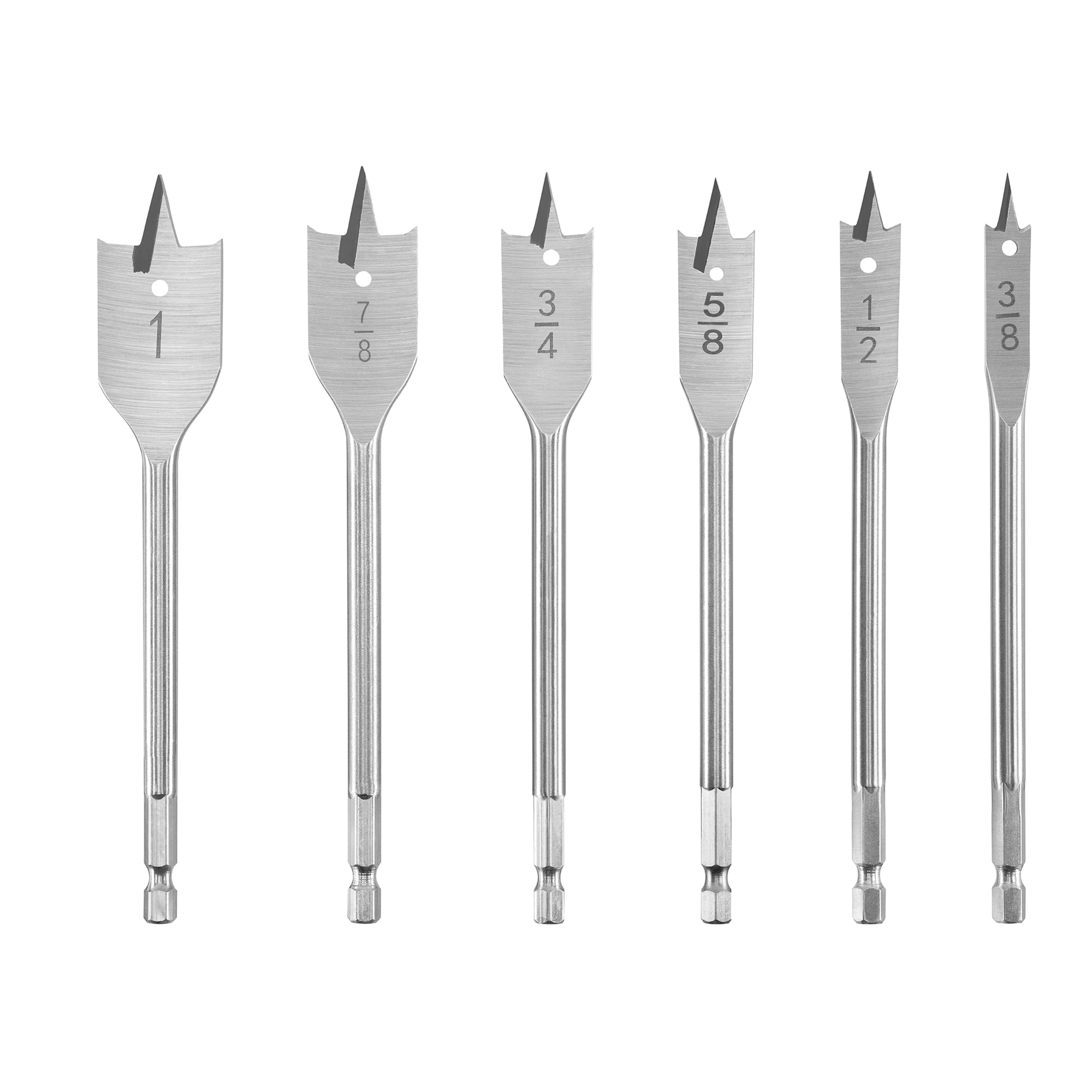 HART 6-Piece Assorted Hex Shank Spade Bit Set with Storage Case