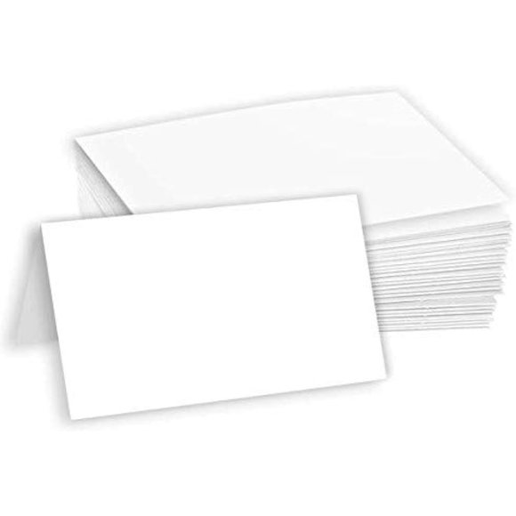 Blank Tent Name Place Table Cards 3 1/2" x 2" Folded Card Stock - White Cardstock Paper 80lb Cover - 100 Pack Bright White Size 3 1/2" x 2"