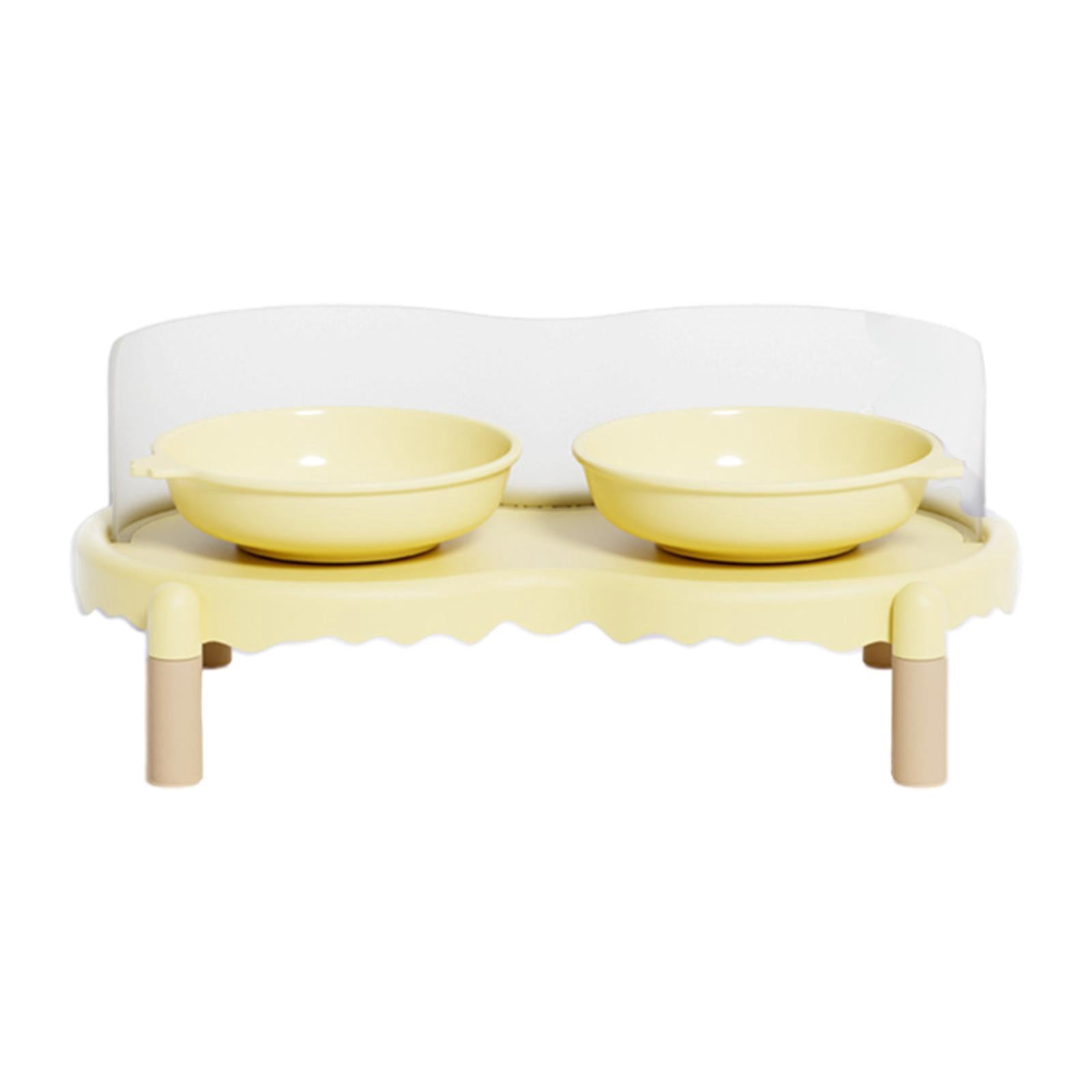 FashionCha Ceramic Elevated Cat Bowls Feeding Bowls Cat Dishes for Puppies Kittens Cats Yellow