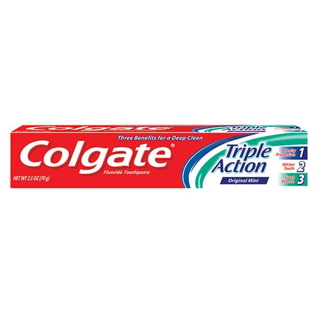 Colgate Triple Action Toothpaste, Original Mint, 2.5 oz, 2 Pack