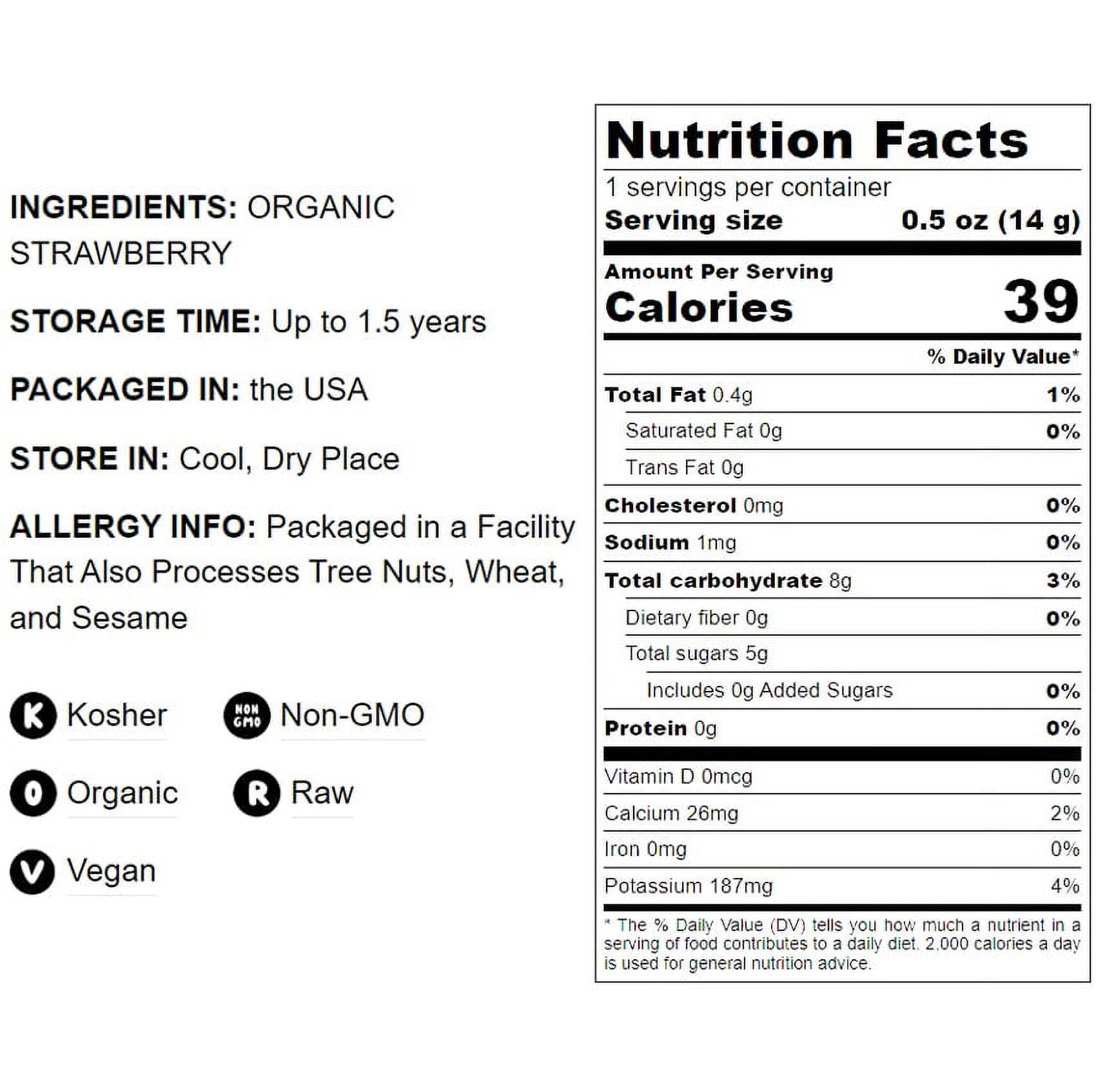 Organic Freeze-Dried Strawberry Powder, 2.5 Pounds — Non-GMO, Vegan, Raw — by Food to Live