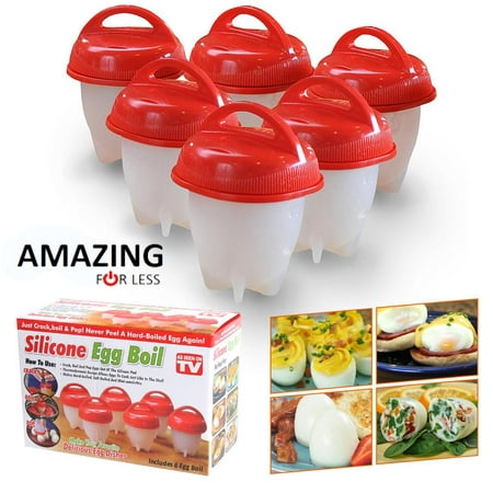 Egglettes Egg Cooker 6 Pack - Hard Boiled Eggs Without the Shell AS SEEN ON TV Egg