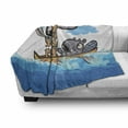 thumbnail image 3 of Moose Soft Flannel Fleece Blanket, American Animals Boat Beaver Friend Canoe River Fun Native Characters Cartoon, Cozy Plush for Indoor and Outdoor Use, 60" x 80", Blue White Brown, by Ambesonne, 3 of 6