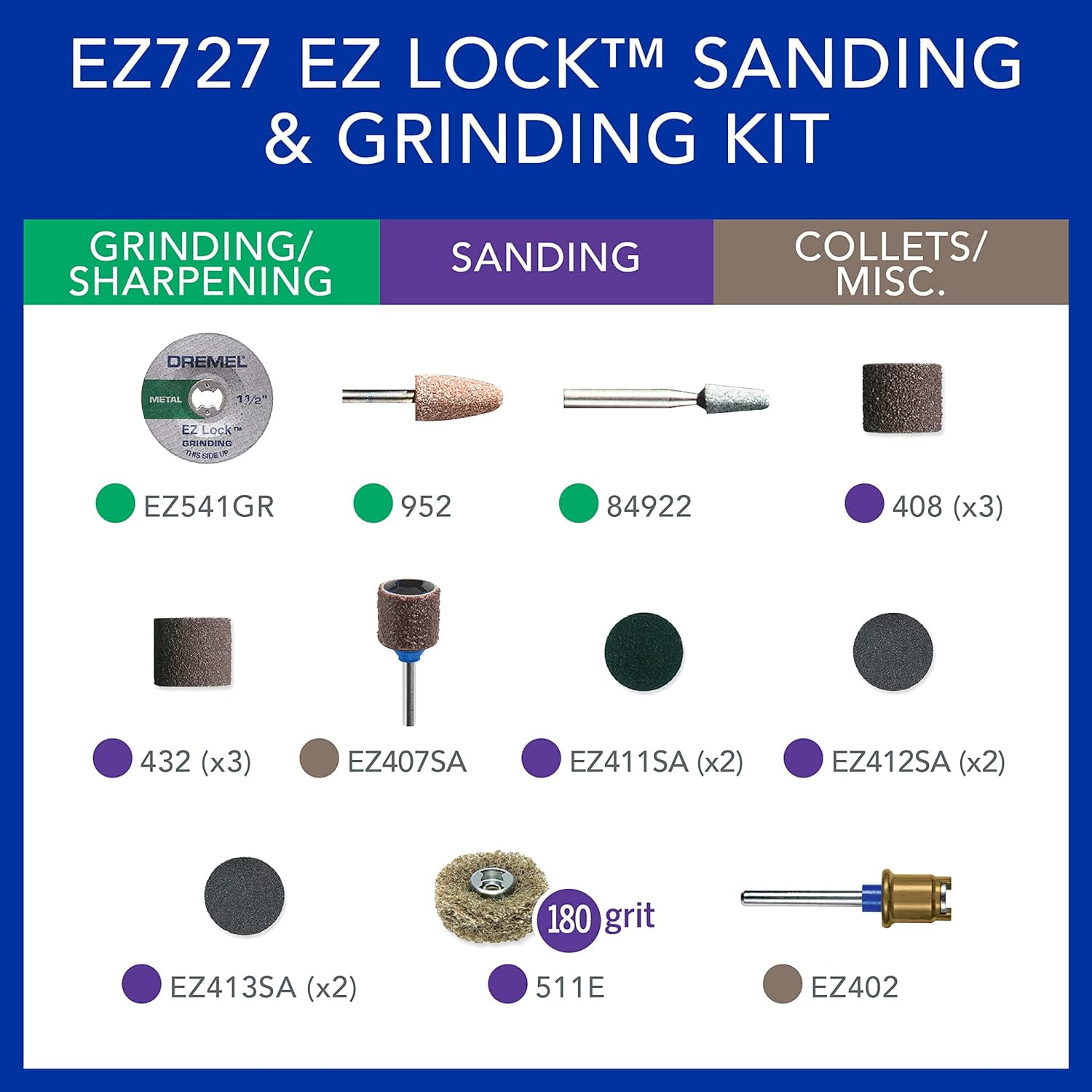 18-Piece EZ Lock Sanding and Grinding Rotary Accessory Micro Kit