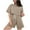Khaki, variant on Ahabrexf Womens Summer 2 Piece Outfits Casual Short Sleeve Tops and Drawsting Shorts Set with Pockets