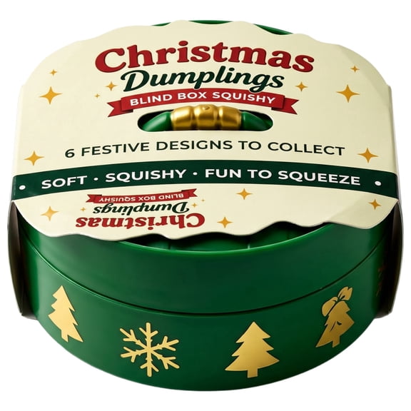 CQHVKQ 3.35" Christmas Dumpling Squishy Mystery Box, Christmas Special Edition Mystery Squishy Dumplings, Christmas Glitter Dumpling Squishy Toys, Dumpling Squishy Christmas Toys for Kids