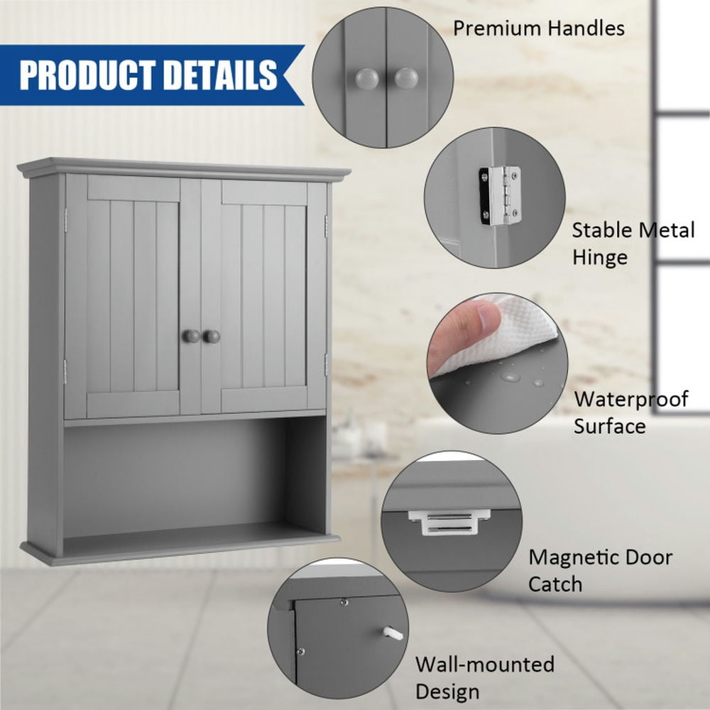 Finihen Bathroom Wall Cabinet, Wall Mounted Bathroom Cabinet, Medicine Cabinet, Wall Mount Bathroom Storage Cabinet, for Kitchen Entryway Bathroom, Gray Finihen Bathroom Wall Cabinet, Wall Mounted Bathroom Cabinet, Medicine Cabinet, Wall Mount Bathroom Storage Cabinet, for Kitchen Entryway Bathroom, Gray
