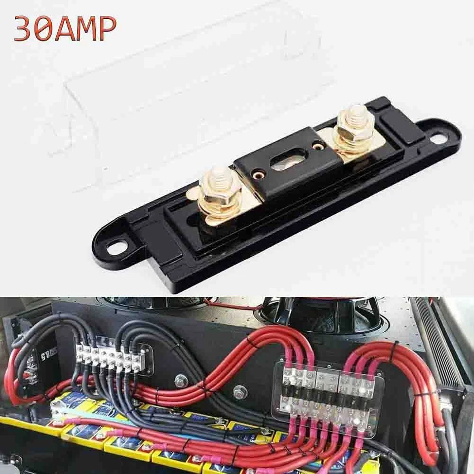 New Car Audio Anl Fuse Holder Inline Fuse Block 0/2/4 Gauge Awg In & Out 30 Amp