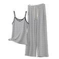 thumbnail image 3 of Bovxnpu Women 2 Piece Loungewear Set Beach Vacation Sweatsuit Tracksuit Set Fashion Short Sleeve V Neck Long Pants Striped Elastic Cotton Set Summer Outfits, 3 of 6